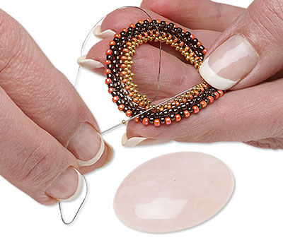 Seed bead hoop and cabochon